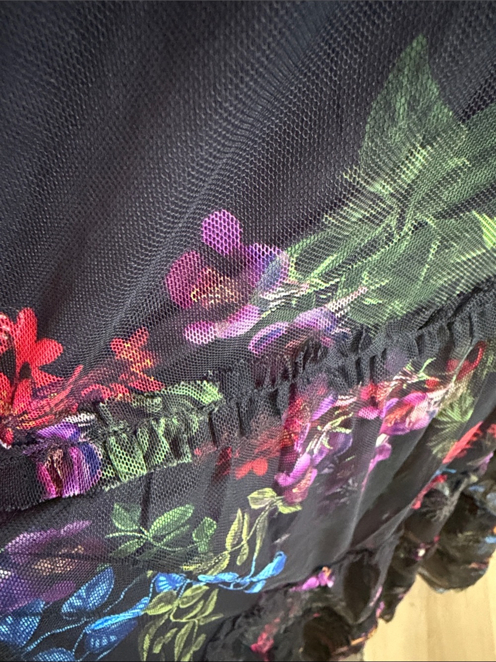 Johnny Was Black Maxi Skirt with Multicolor Floral Print - Picture 3 of 4